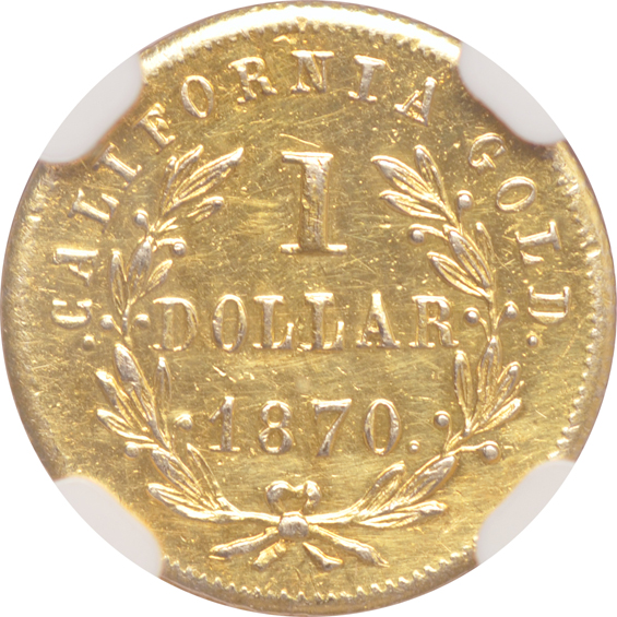 1870 Round Liberty $1 BG-1205 NGC UNC details/cleaned