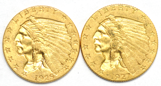 Seven Indian Head quarter eagles