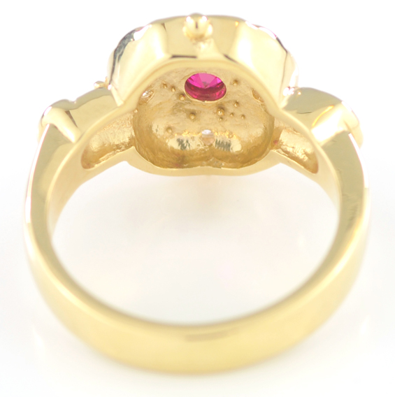 18K Yellow Gold Diamond and Ruby Ring