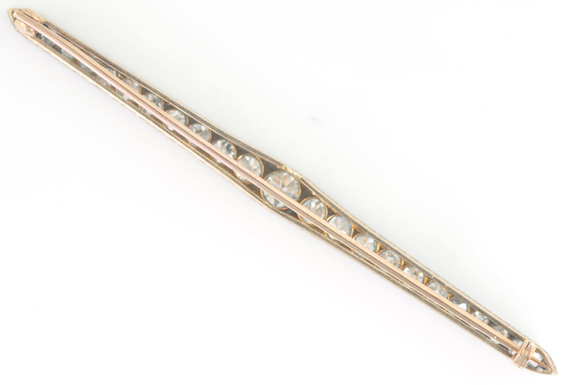 14K Yellow Gold and Platinum Bar Pin