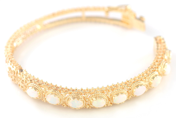 14K Yellow Gold Opal Bangle