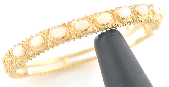 14K Yellow Gold Opal Bangle