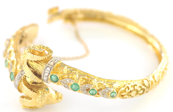 18K Yellow Gold Ram Bangle 