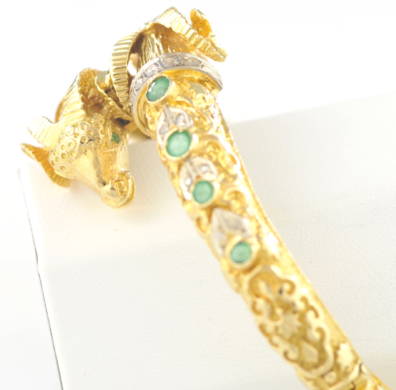 18K Yellow Gold Ram Bangle 