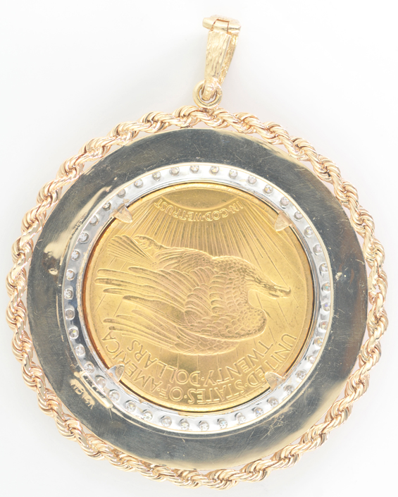 14K Diamond and Coin Pendant
