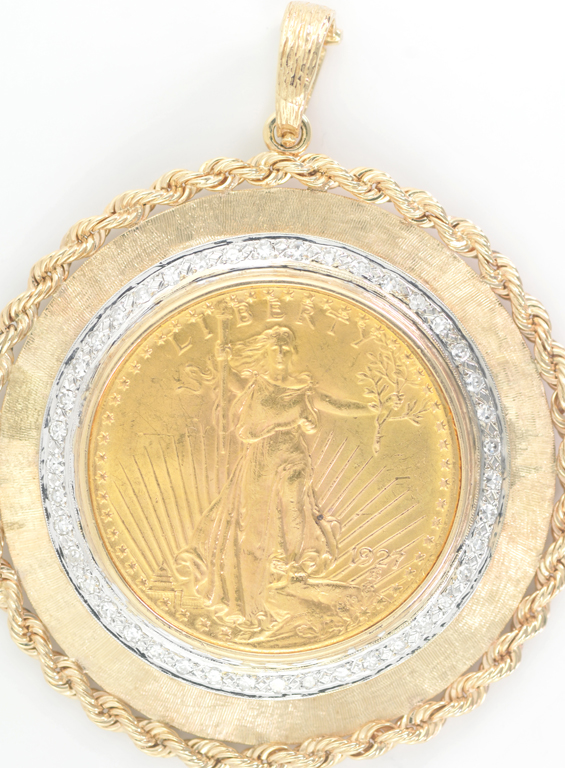 14K Diamond and Coin Pendant