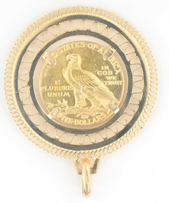 18K Yellow Gold Coin Pendant 