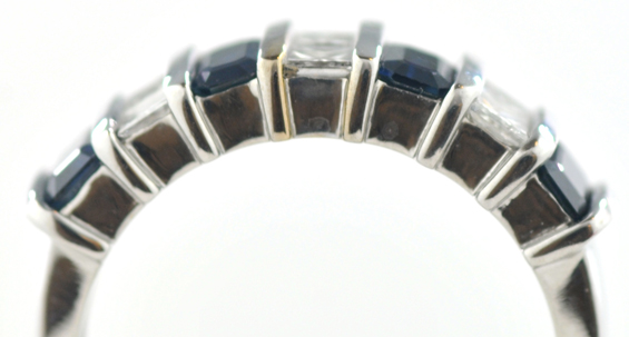 14K White Gold Diamond and Sapphire Band