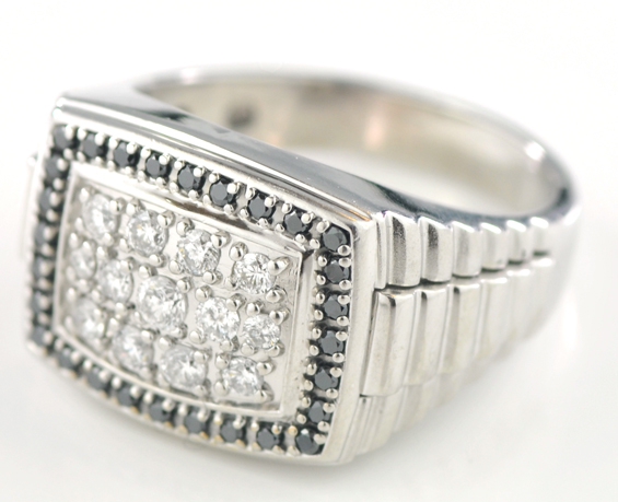 14K White Gold Gents Diamond Ring