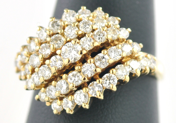 14K Yellow Gold Diamond Cluster Ring
