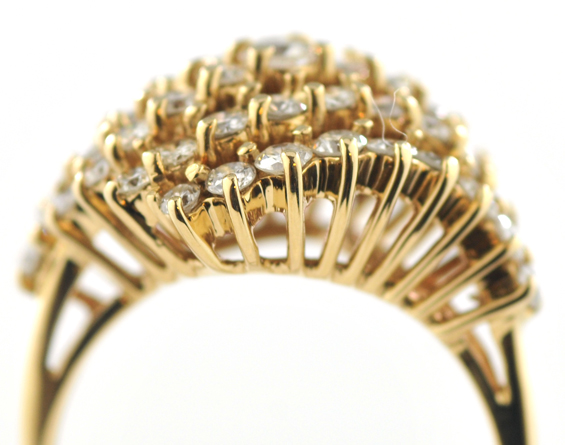 14K Yellow Gold Diamond Cluster Ring