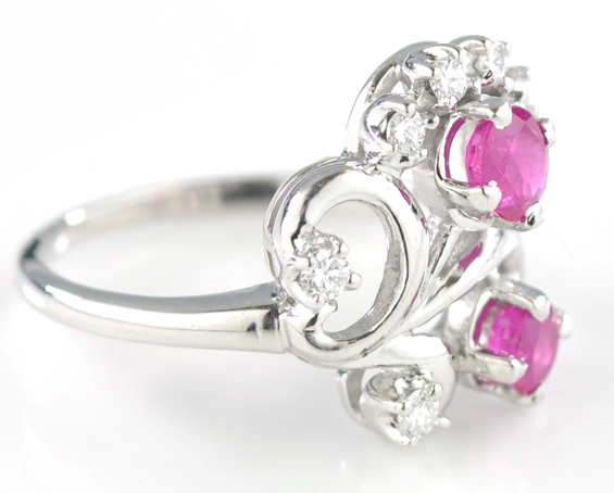 14K White Gold Ruby and Diamond Ring