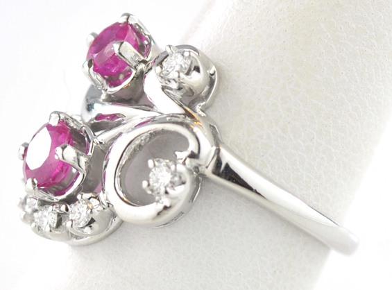 14K White Gold Ruby and Diamond Ring