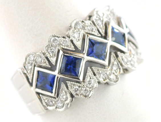 18K White Gold Sapphire Band