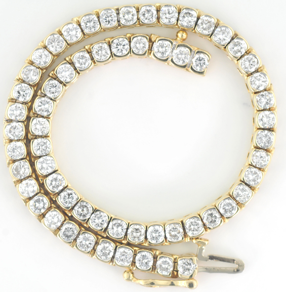 14K Yellow Gold Diamond Tennis Bracelet 