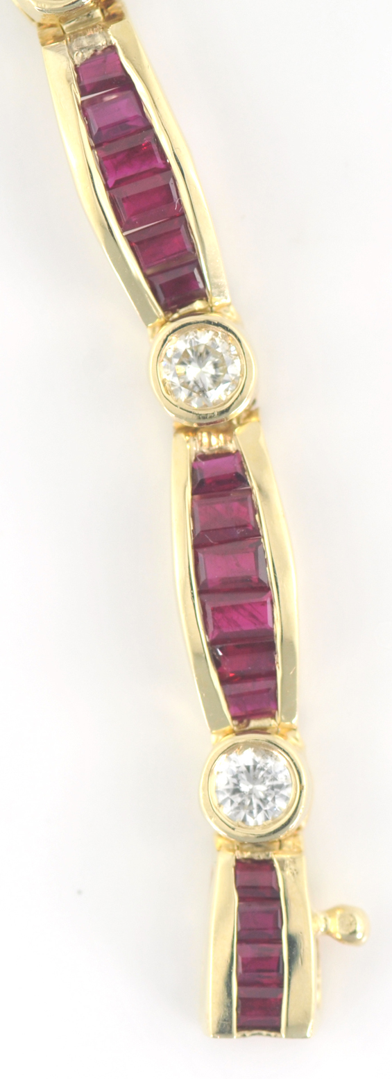 14K Yellow Gold Diamond and Ruby Bracelet 
