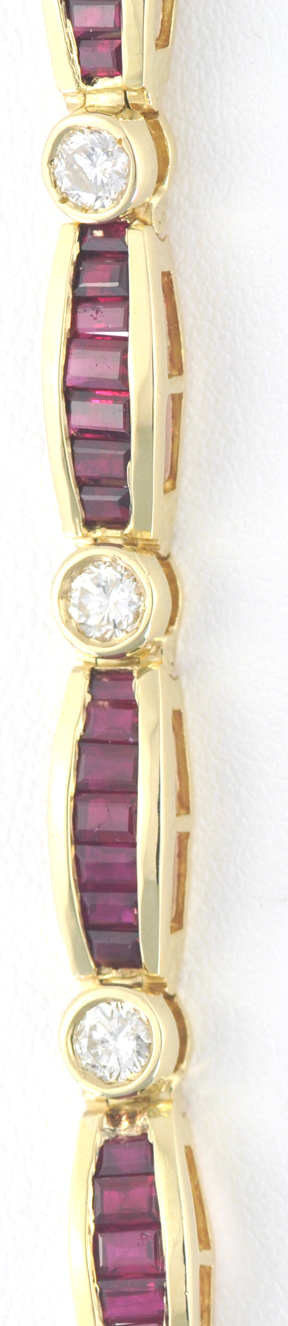 14K Yellow Gold Diamond and Ruby Bracelet 