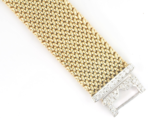 14K Two-Tone Bracelet with Diamond Clasp