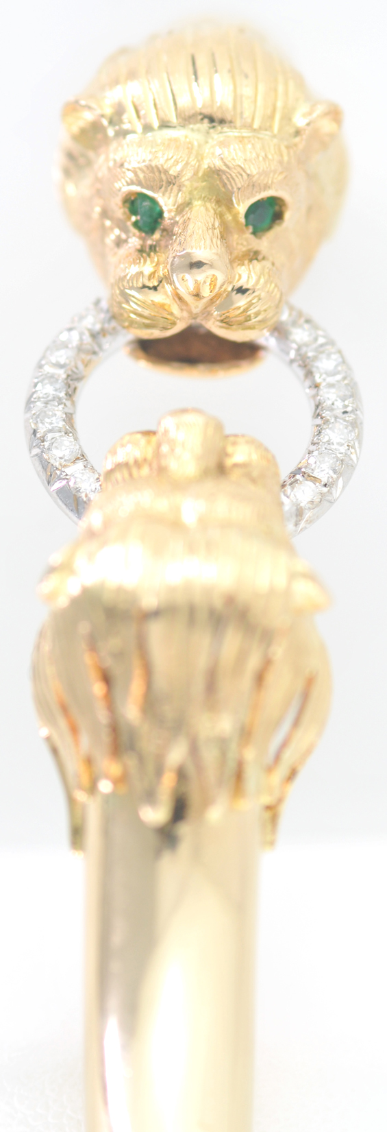 14K Yellow Gold Double Lion Head Bangle 