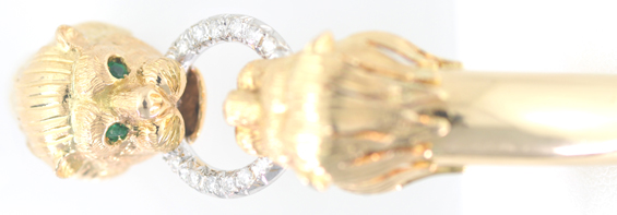 14K Yellow Gold Double Lion Head Bangle 