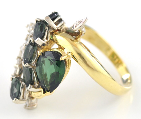 18K Yellow Gold Green Tourmaline Ring