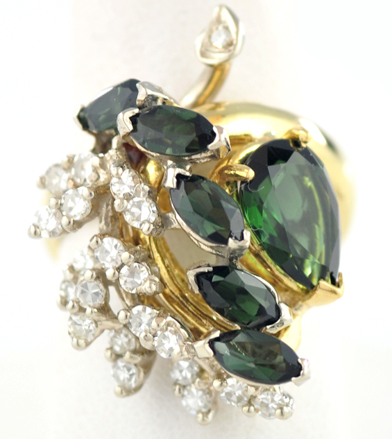 18K Yellow Gold Green Tourmaline Ring