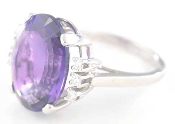 14K White Gold Amethyst Ring