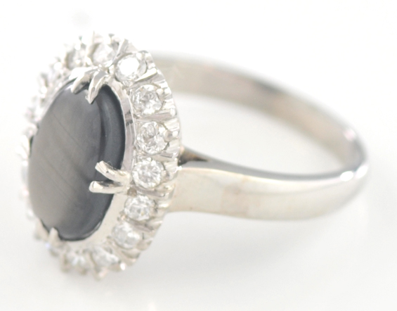 14K White Gold Black Sapphire Ring