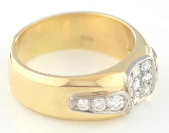 18K Yellow Gold Gents Diamond Ring