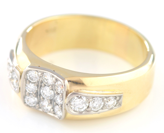 18K Yellow Gold Gents Diamond Ring