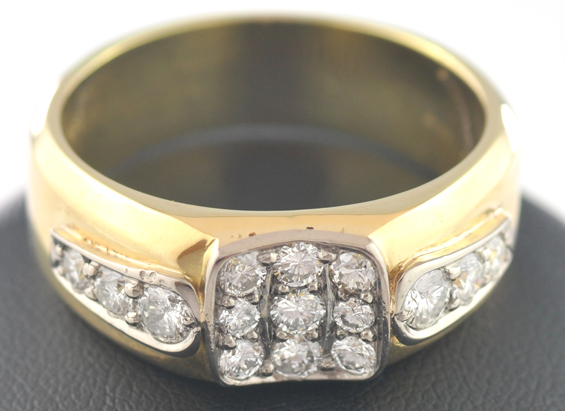 18K Yellow Gold Gents Diamond Ring