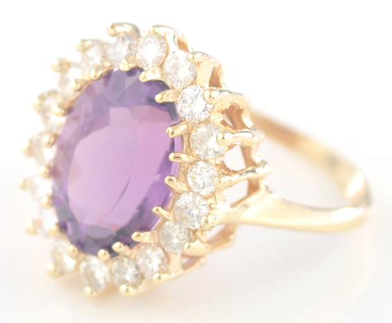 14K Yellow Gold Amethyst Ring