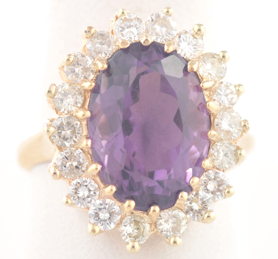 14K Yellow Gold Amethyst Ring