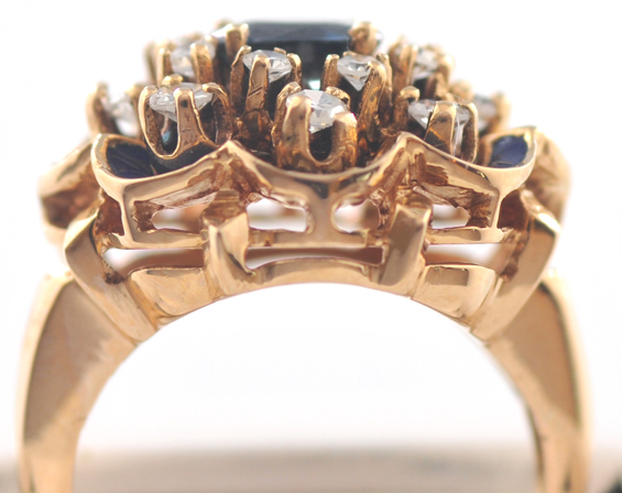 14K Yellow Gold Sapphire and Diamond Ring