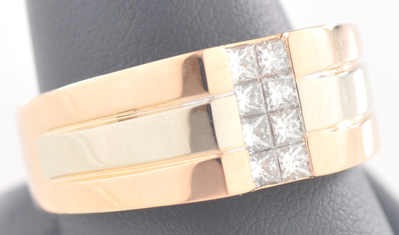 18K Two-Tone Gold Gents Diamond Ring