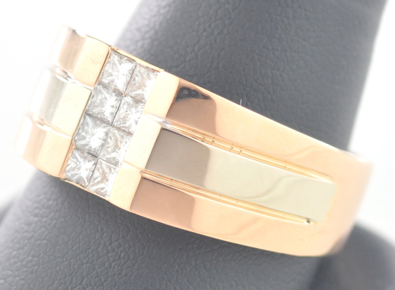 18K Two-Tone Gold Gents Diamond Ring