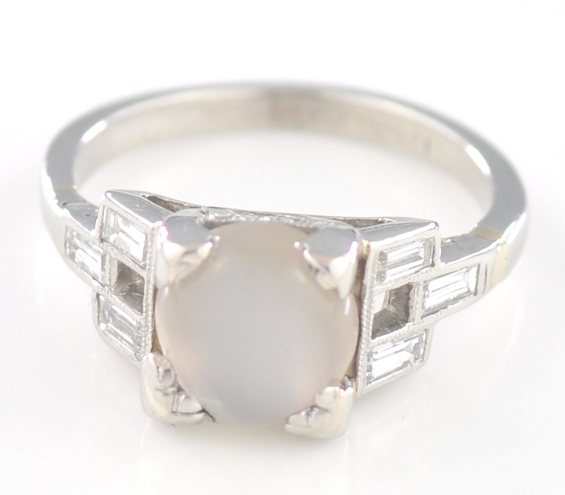 Platinum Moonstone Ring