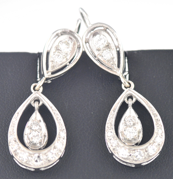 14K White Gold Diamond Earrings