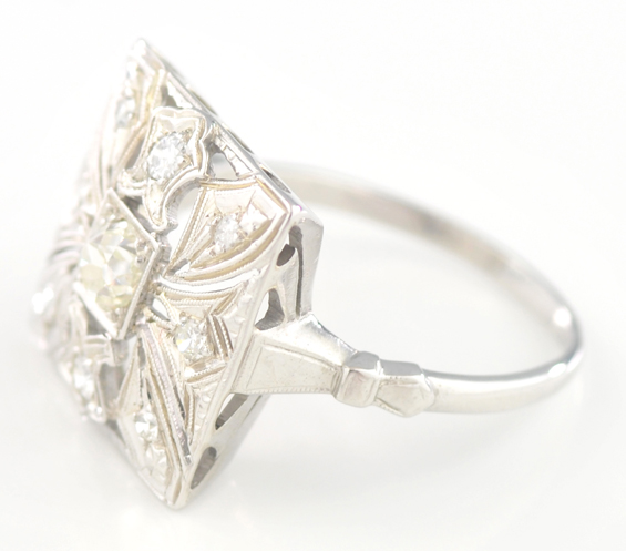 14K White Gold Diamond Panel Ring