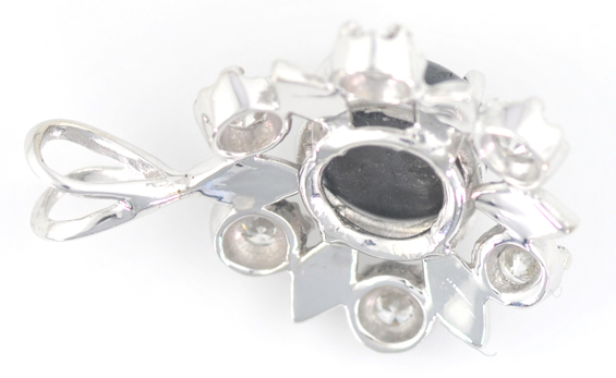 14K White Gold Black Sapphire Pendant
