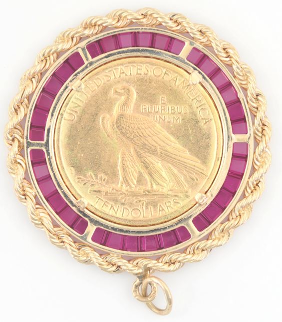 14K $10 Gold Indian Pendant