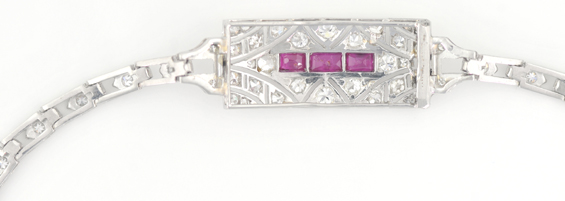 Platinum Diamond and Ruby Bracelet 