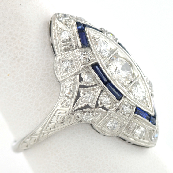 Platinum Diamond and Sapphire Ring