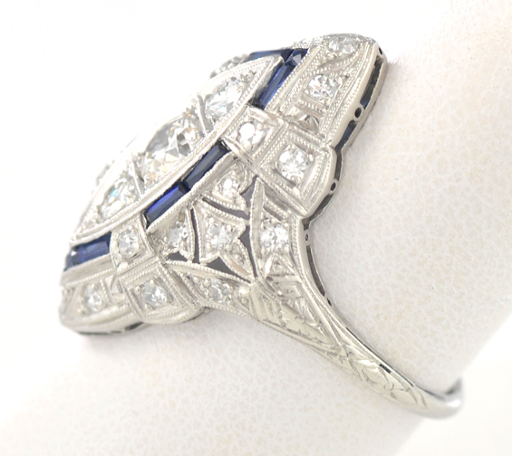 Platinum Diamond and Sapphire Ring