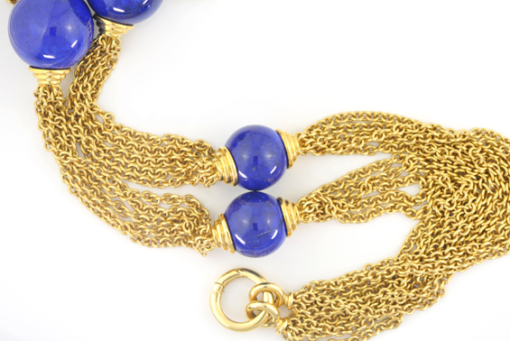 18K Yellow Gold Blue Lapis Necklace