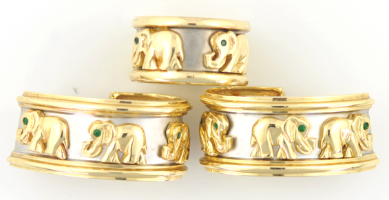 14K Two-Tone Elephant Jewelry Set