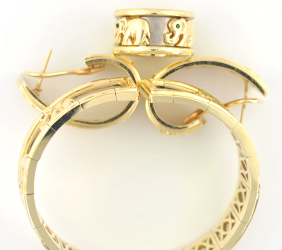 14K Two-Tone Elephant Jewelry Set