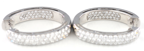 18K White Gold Diamond Hoop Earrings