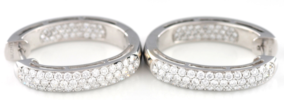 18K White Gold Diamond Hoop Earrings
