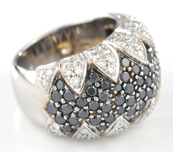 18K Black and White Diamond Ring and Earring Set